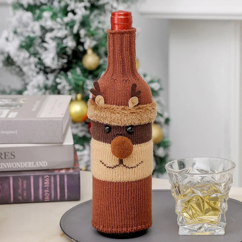 Christmas Santa Knitted Wine Bottle Case Elk Snowman Red Wine