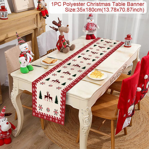 Christmas Polyester Table Runner Merry Christmas Decoration For Home