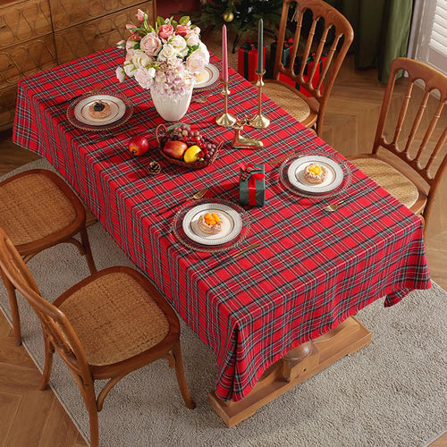 Christmas Themed Checkered Tablecloth, Suitable For Holiday Parties,