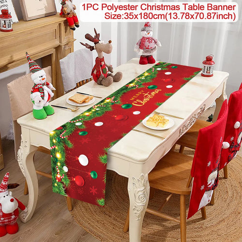 Christmas Polyester Table Runner Merry Christmas Decoration For Home