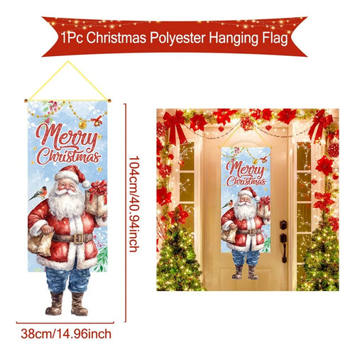 Christmas Hanging Flag Decoration Merry Cristmas Decor for Home 2024