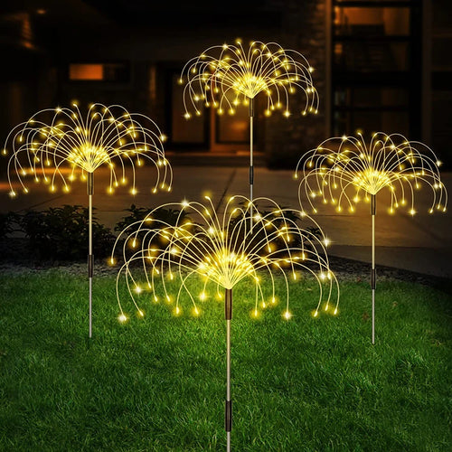 LED Solar Firework Lamp Outdoor Garden Decor Pathway Fairy Lights