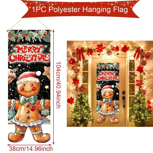 Christmas Hanging Flag Decoration Merry Cristmas Decor for Home 2024