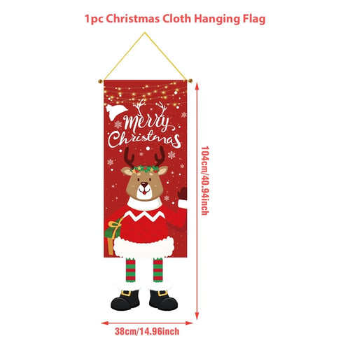 Christmas Hanging Flag Decoration Merry Cristmas Decor for Home 2024