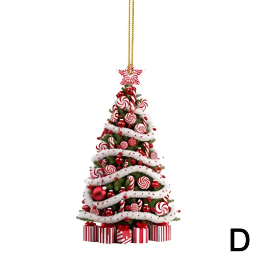 New Year 2024 Light Reflection Christmas Tree Pendant Gifts Decor