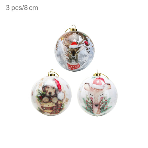 3pcs 8cm Christmas Balls Original Gifts Christmas Decoration 2024