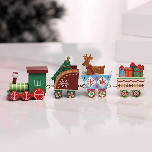 Wooden Christmas Small Train Xmas Ornaments Merry Christmas Decor For