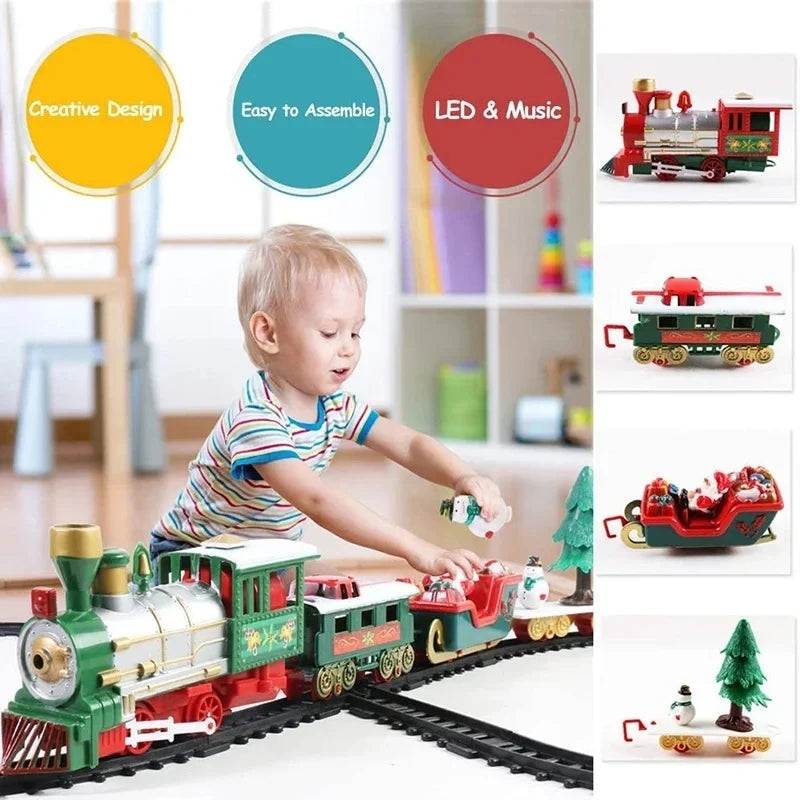 Electric Christmas Train Toys Gifts for Kids Railway Cars Racing