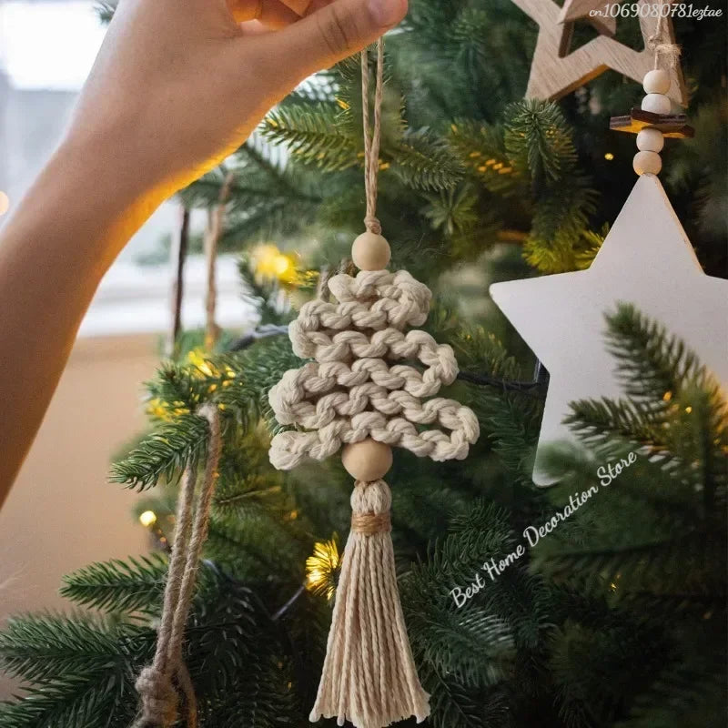 Boho Christmas Decor Macrame Xmas Holiday Wall Pendant Handmade Wall