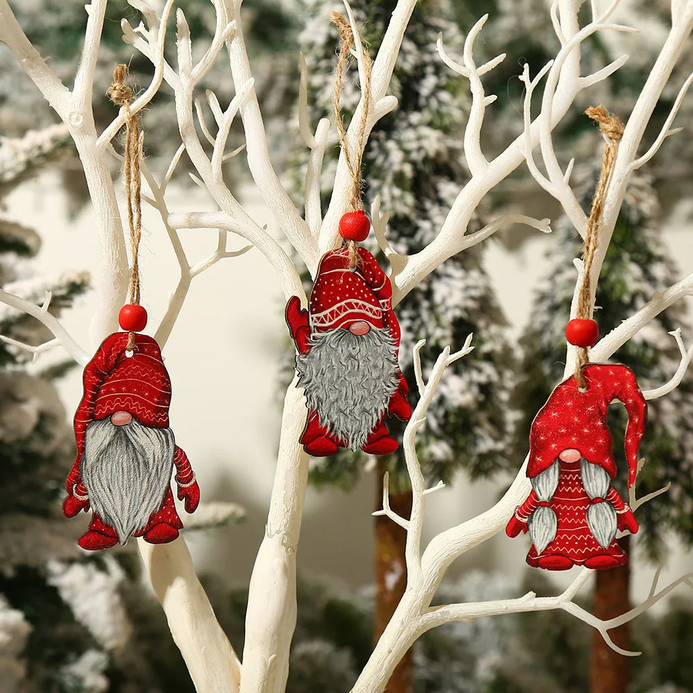 9/12pcs Christmas Dwarf Wooden Pendant Christmas Tree Hanging