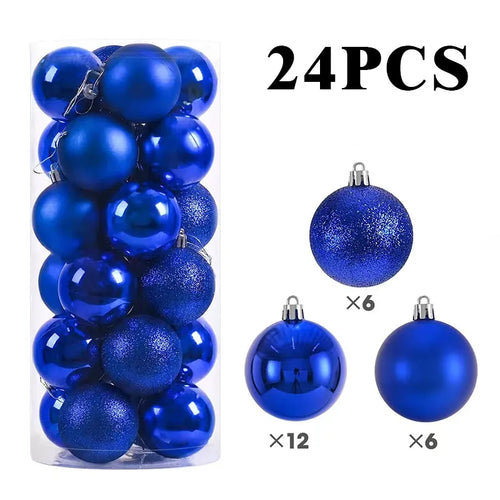 24/pcs 8CM Christmas Ball Ornaments Set Painted Plastics Christmas