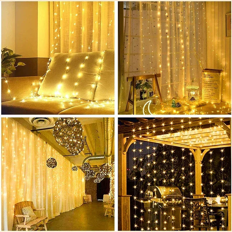 3M LED Curtain String Lights Fairy Decoration USB Holiday Garland Lamp