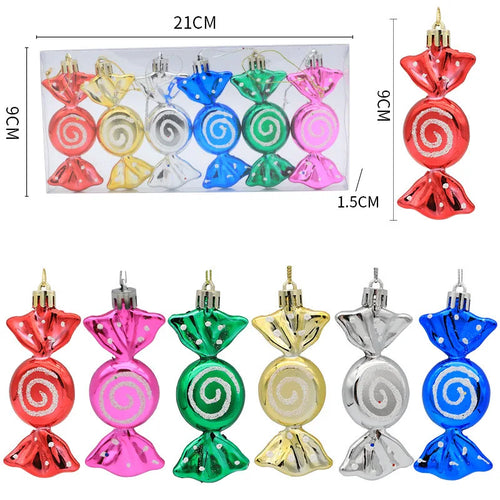 6pcs/box Christmas Candy Pendant Xmas Tree Hanging Ornaments Christmas