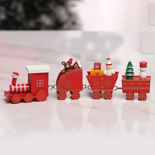 Wooden Christmas Small Train Xmas Ornaments Merry Christmas Decor For