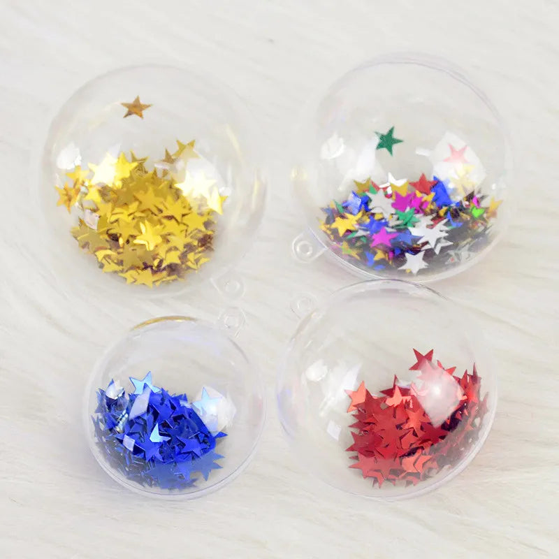 5/10pcs Christmas Clear Fillable Ornaments Ball Hanging Pendant Xmas