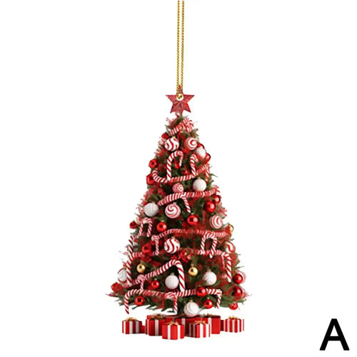 New Year 2024 Light Reflection Christmas Tree Pendant Gifts Decor