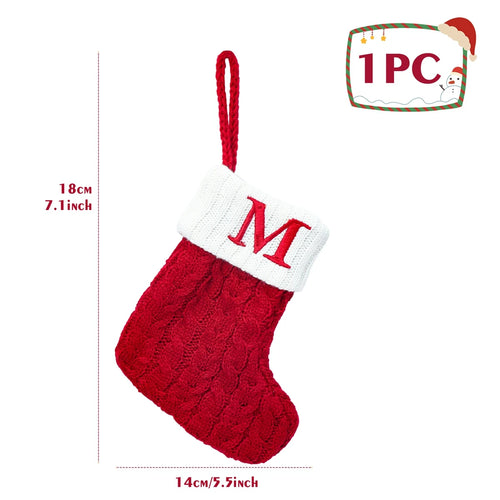 Merry Christmas Socks Knitting Snowflake Letter Stocking Christmas