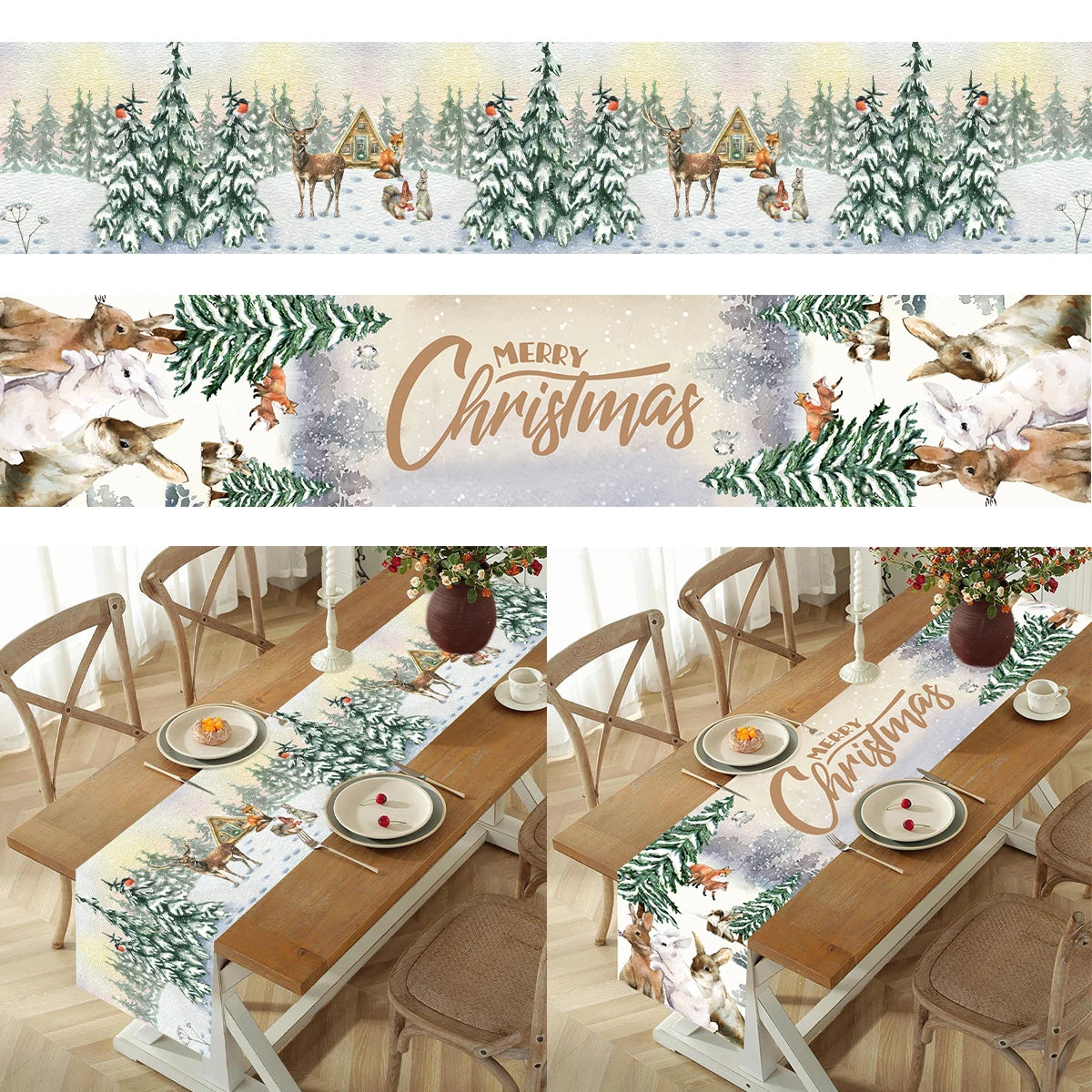 Christmas Polyester Table Runner Merry Christmas Decoration For Home