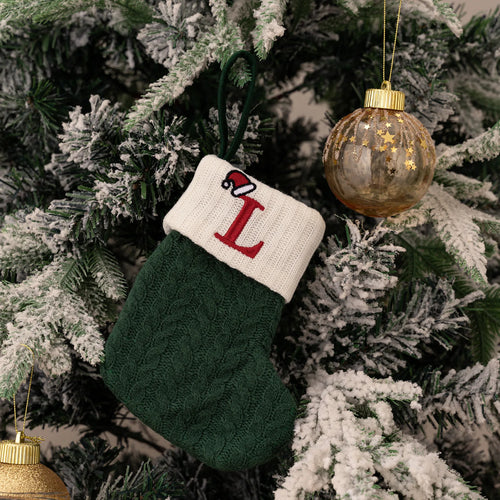 Christmas ornaments letter knitted socks Embroidered puppy footprint