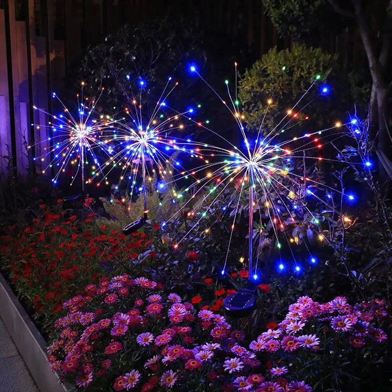 Outdoor LED Firework Lights Waterproof Solar Garland Light Garden Xmas