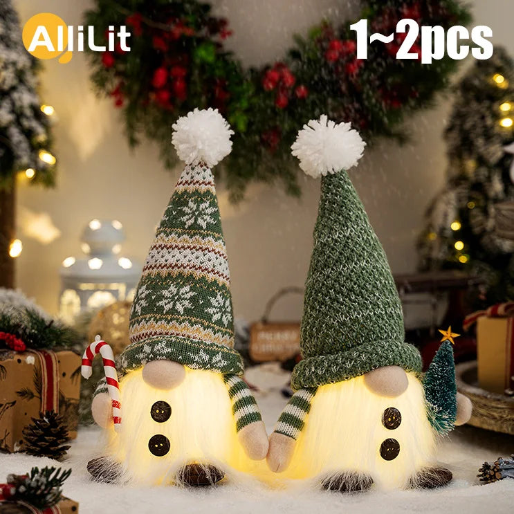 Glowing Knitted Gnome Doll with Led Night Light Christmas Decorations