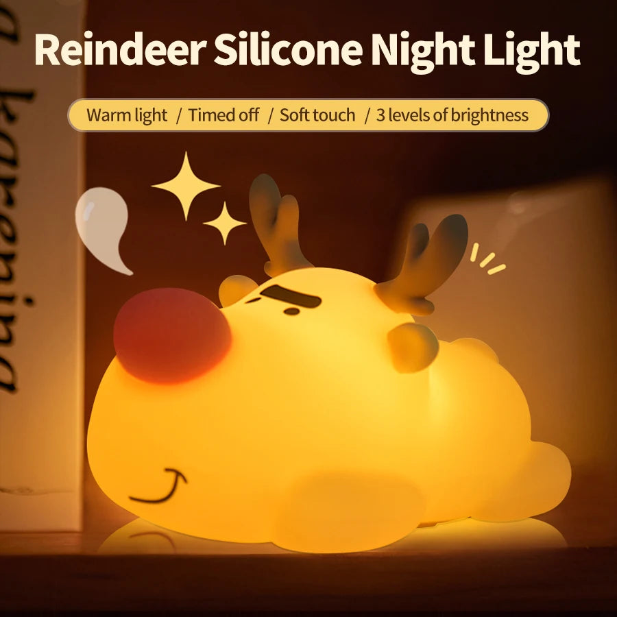 Reindeer Silicone LED Night Light for Kids Birthday Christmas Gift