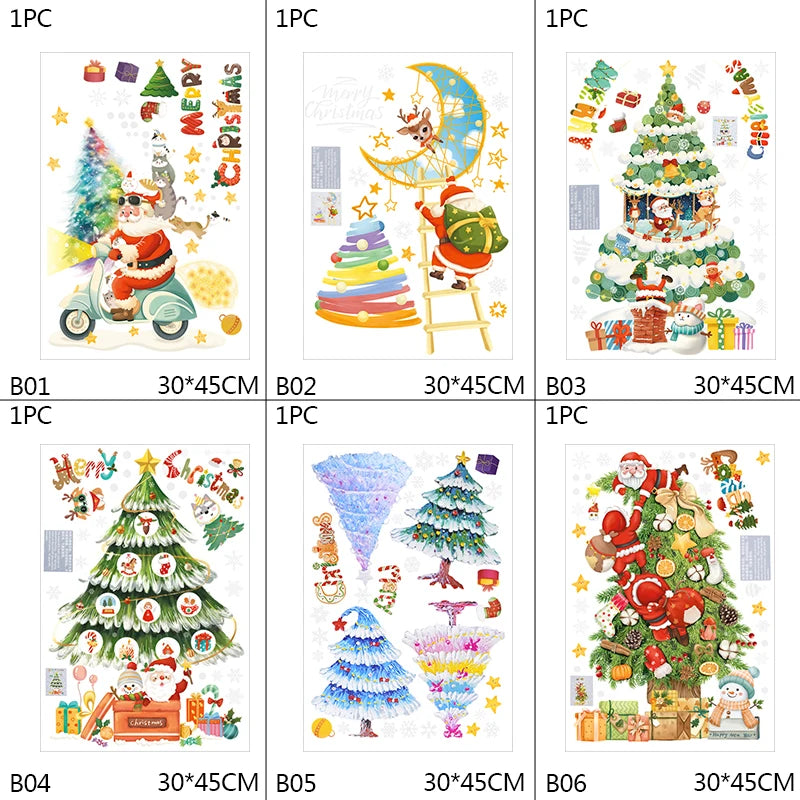 Christmas Tree Windows Stickers Glass Decal Decoration Xmas Tree