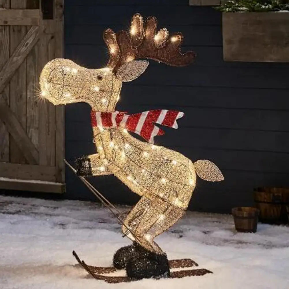 Glowing Ski Reindeer Ornaments Reindeer Lawn Decorations 3d Glowing