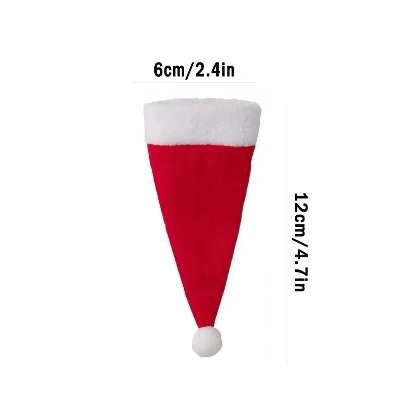 Merry Christmas 2023 Christmas Tableware Bag Holder Christmas Hat Fork