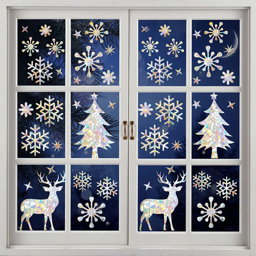 Chrismas window decoration laser static sticker cartoon christmas tree