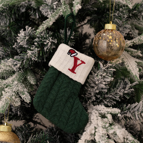 Christmas ornaments letter knitted socks Embroidered puppy footprint