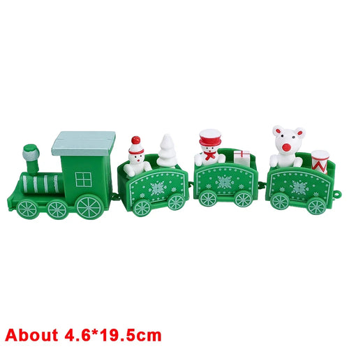 Wooden Train Christmas Ornaments Santa Cake Decoration Merry Christmas