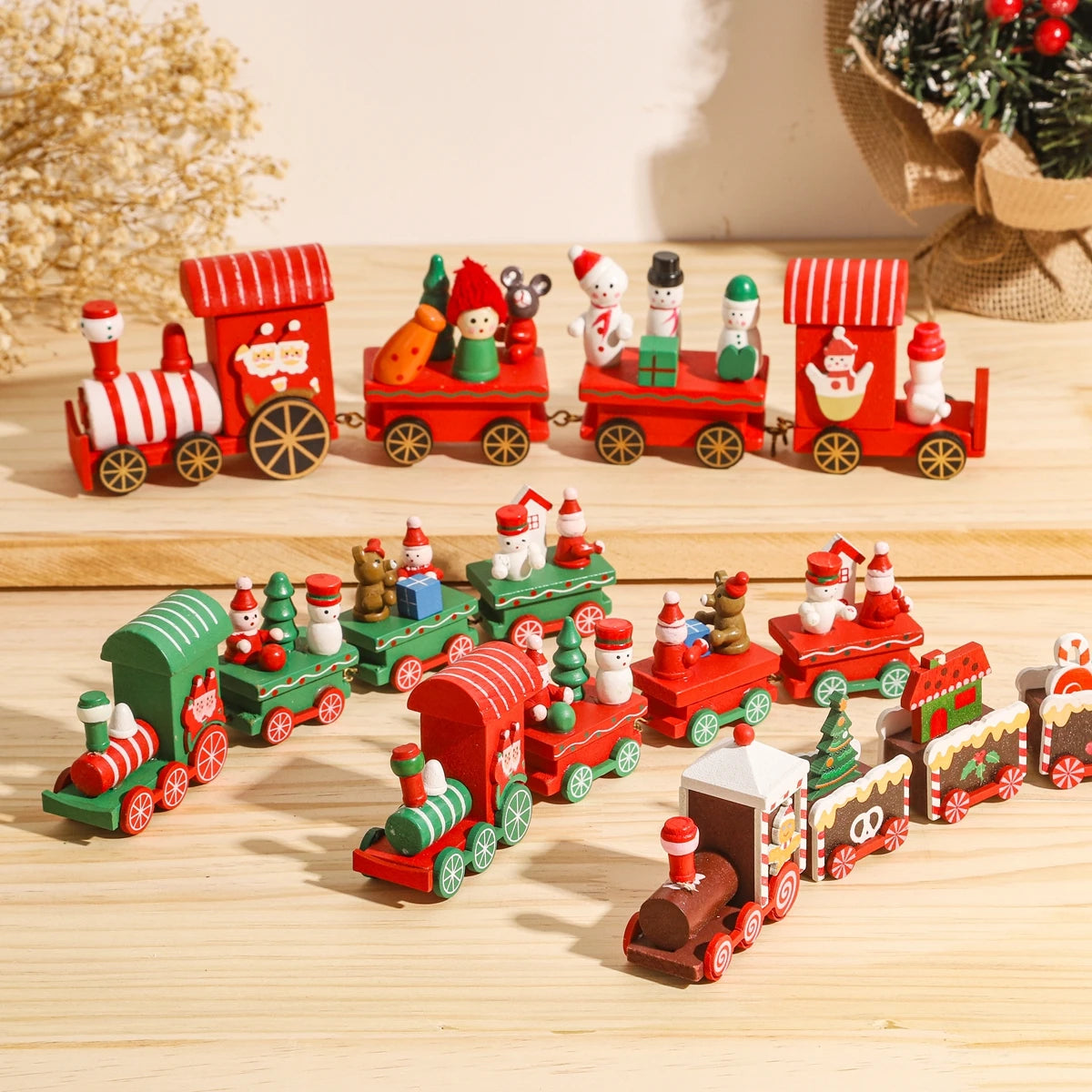 Christmas Wooden Train 2024 Xmas Ornament Merry Christmas Decorations