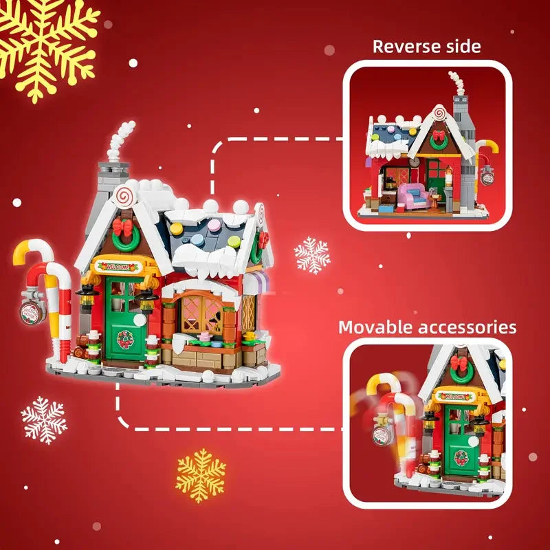 Unique Christmas Gift Forest House Building Blocks Snowman Cabin Toy