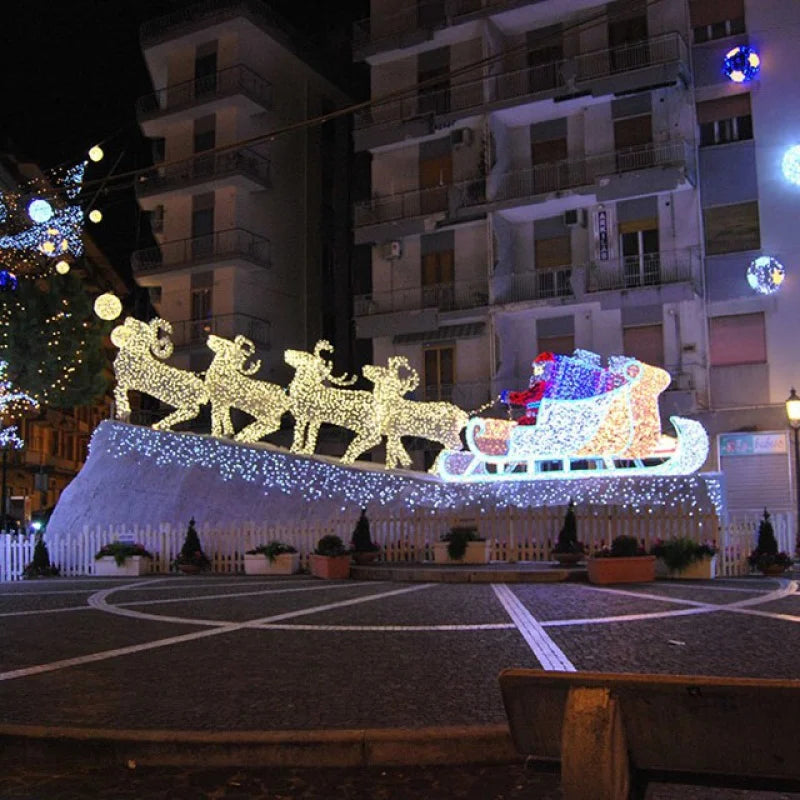 Custom.2024 new product Outdoor LED Santa Claus Sleigh Reindeer Light