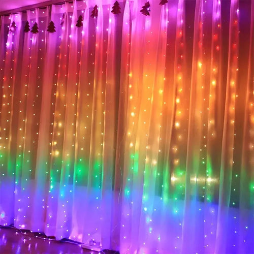 RGB 3x1m Curtain LED Light Christmas Decoration Holiday Home Bedroom