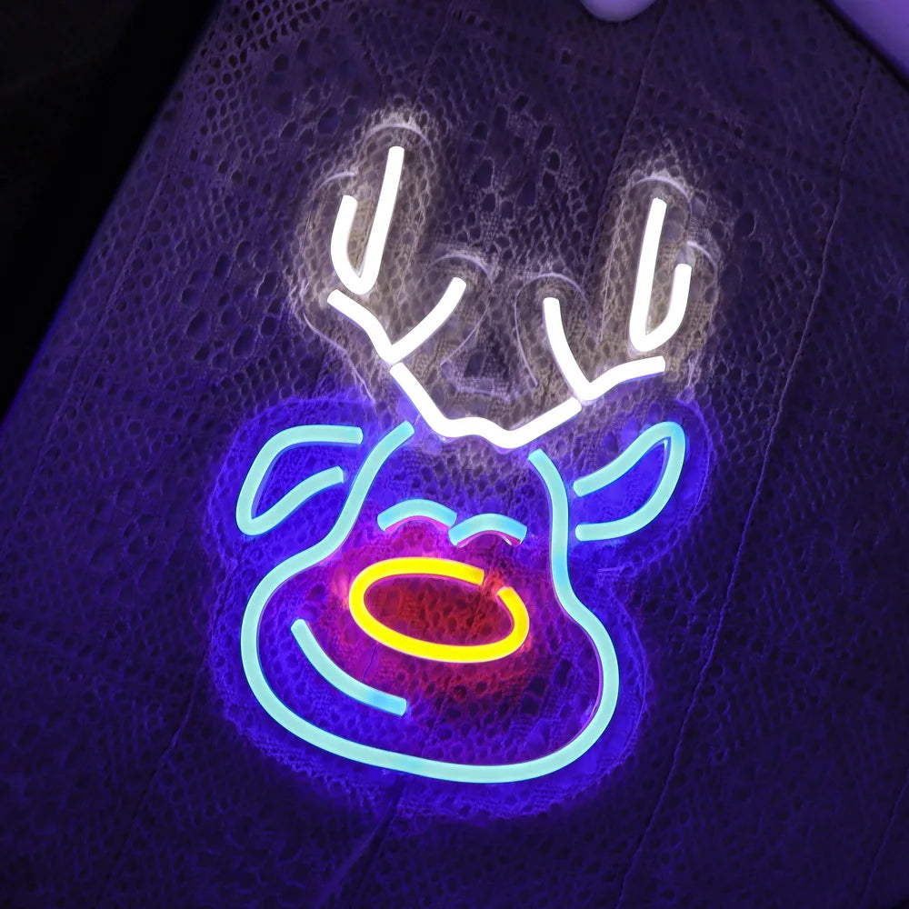 reindeer neon sign with acrylic backboard, led neon sign,beautiful led