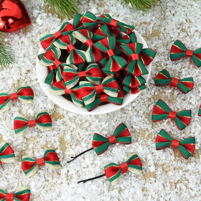 30pc Christmas Satin Ribbon Bows Handmade DIY Gift Wrapping Decor Bow