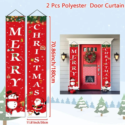 Merry Christmas Door Banner Decoration 2024 Christmas Decor for Home