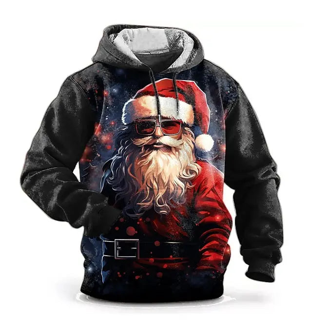 Chrismas Men's Hoodie Print Sweatshirts For Men Harajuku Hooded Shirt