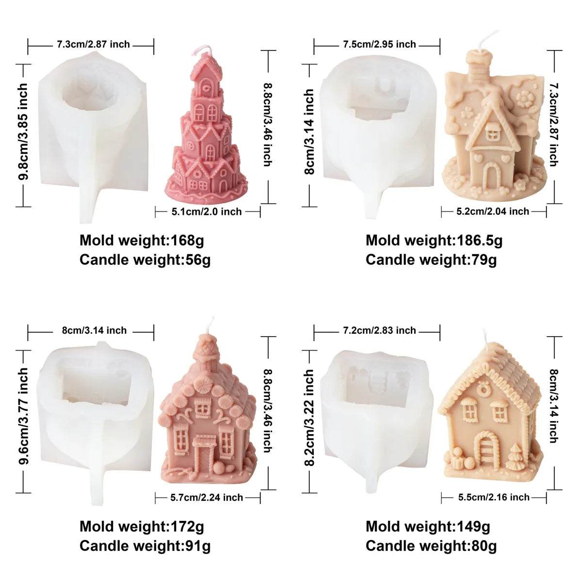 3D Christmas House Candle Silicone Mold DIY Creative Cabin Log Cabin