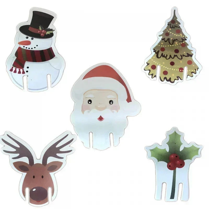 10/20/30PCS Christmas Cup Card Santa Hat Wine Glass Decor Ornaments