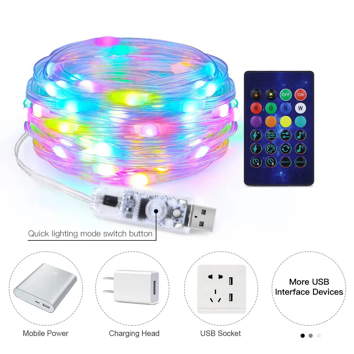 RGB IC Smart String Light DIY LED Fairy Lights Programmable WS2812B