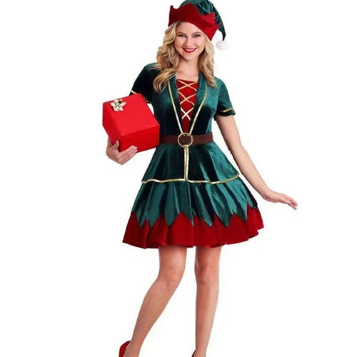 Green Elf Cosplay Costume Chrismas Costume for Women and Men Party