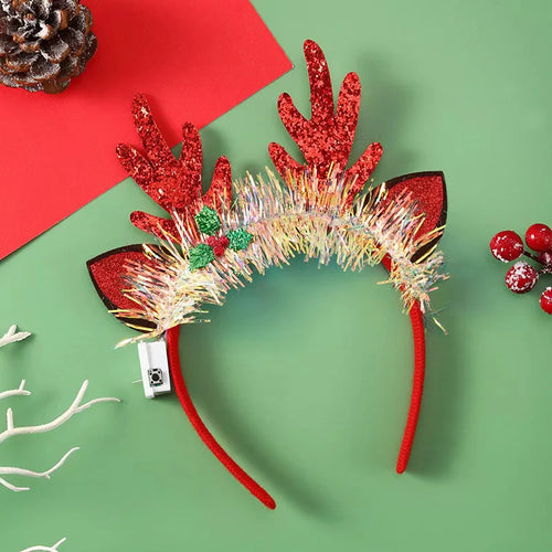 Christmas Headband with LED Lights Snowflake Xmas Tree Hair Band 2024