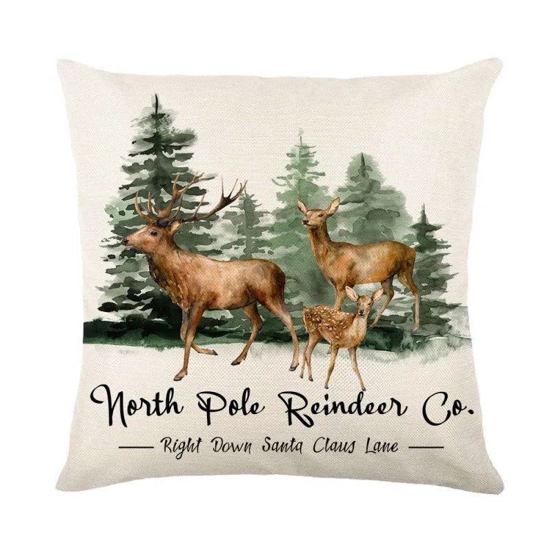 Linen Merry Christmas Pillow Cover 45x45cm Throw Pillowcase Winter