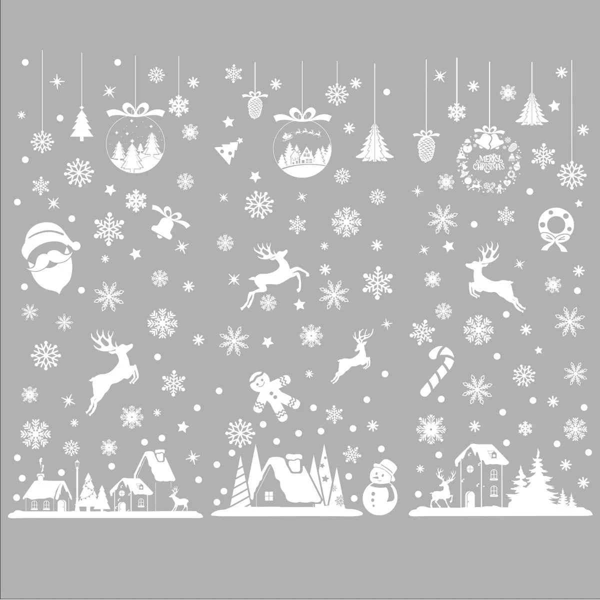 Christmas Hanging Ball Candy Stick Snowflake Glass Sticker Noel