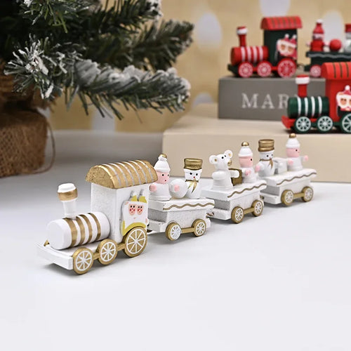 Wooden Christmas Small Train Xmas Ornaments Merry Christmas Decor For