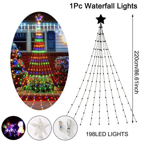 LED Star Waterfall Lights Christmas Decorations String Lights