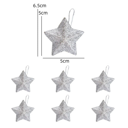 Gold Glitter Star Ornaments Christmas Tree Hanging Pendant 2024